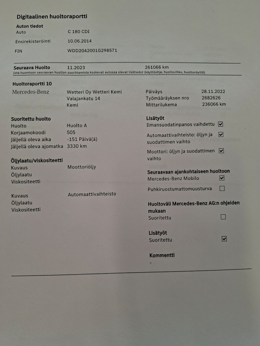 Mercedes-Benz C 2014 Harmaa