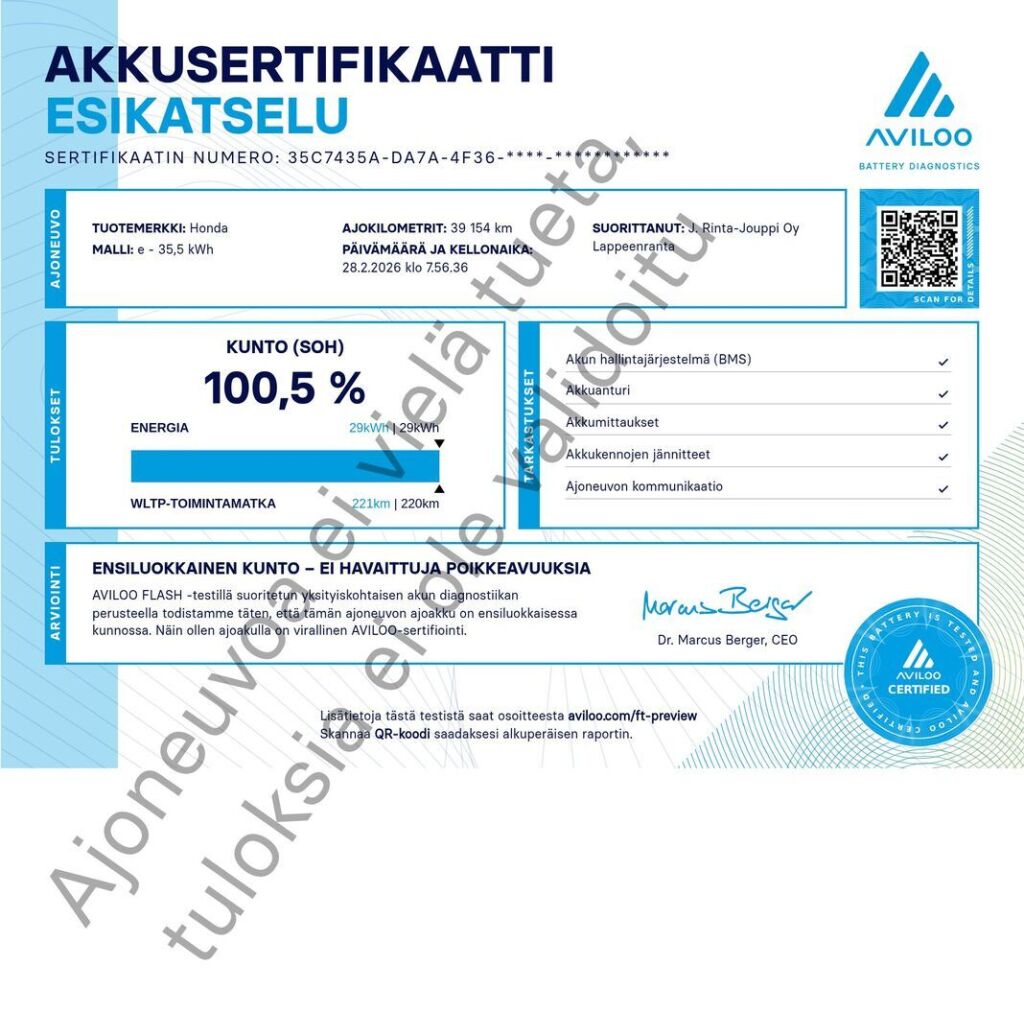 Honda e 2021 Sininen