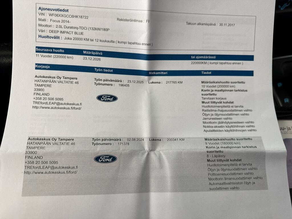 Ford Focus 2017 Sininen