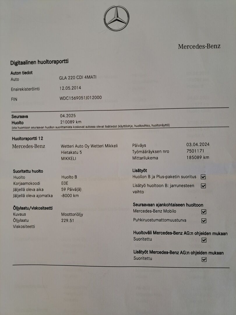 Mercedes-Benz GLA 2014 Valkoinen