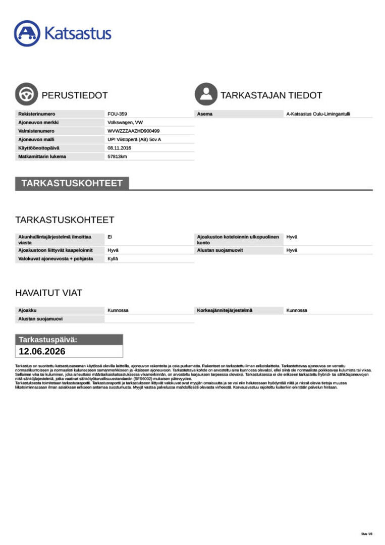 Volkswagen up! 2016 Valkoinen