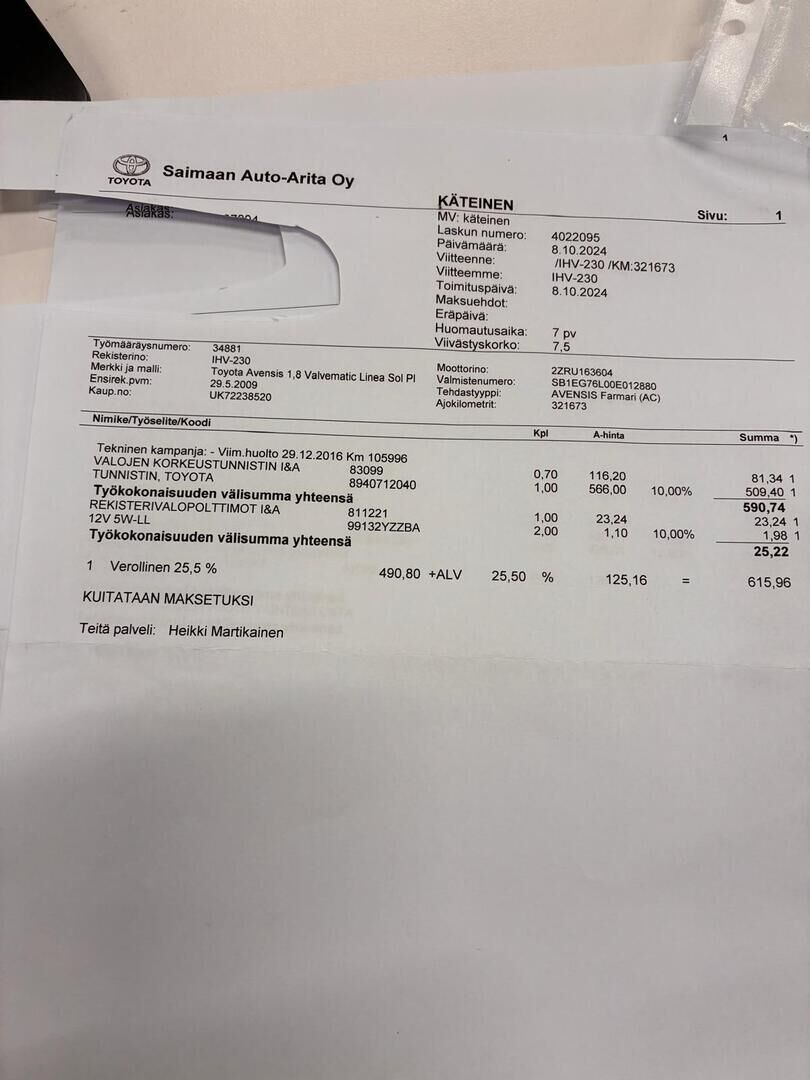 Toyota Avensis 2009 Vihreä
