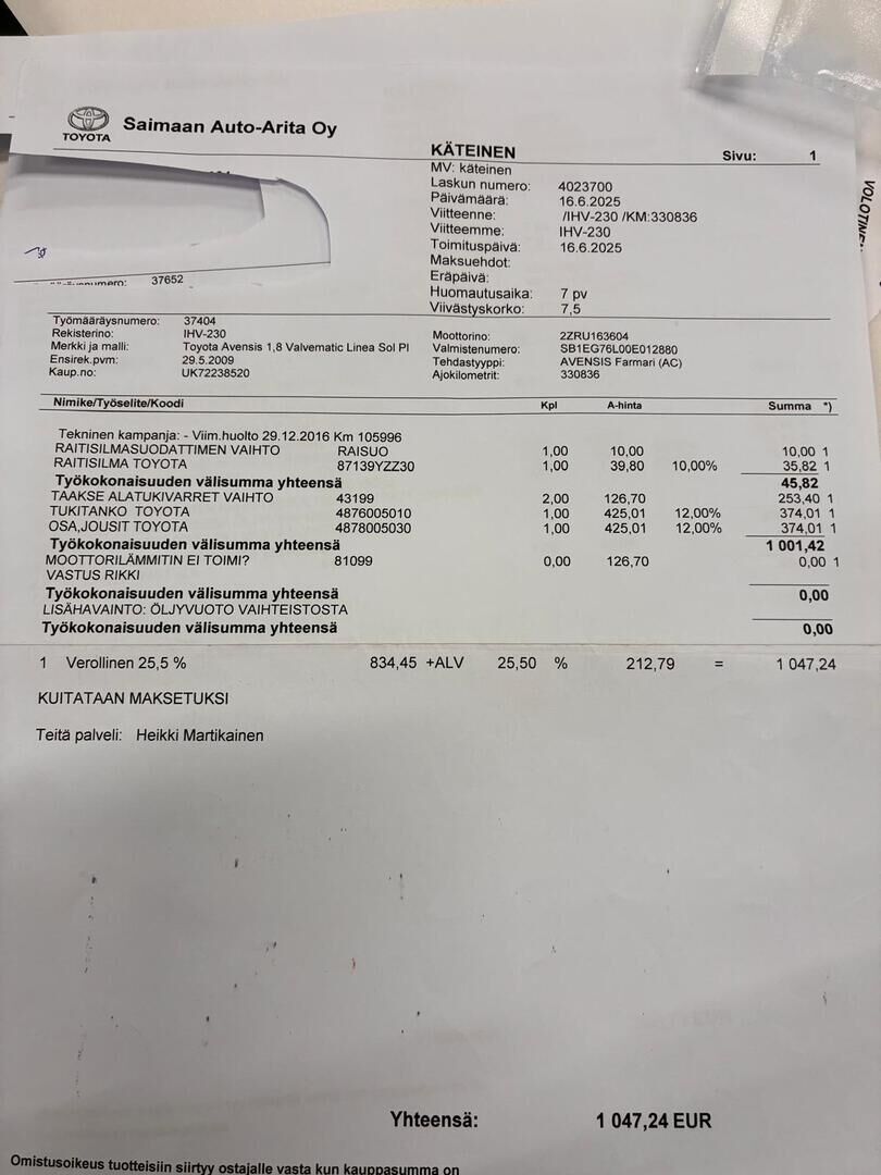 Toyota Avensis 2009 Vihreä