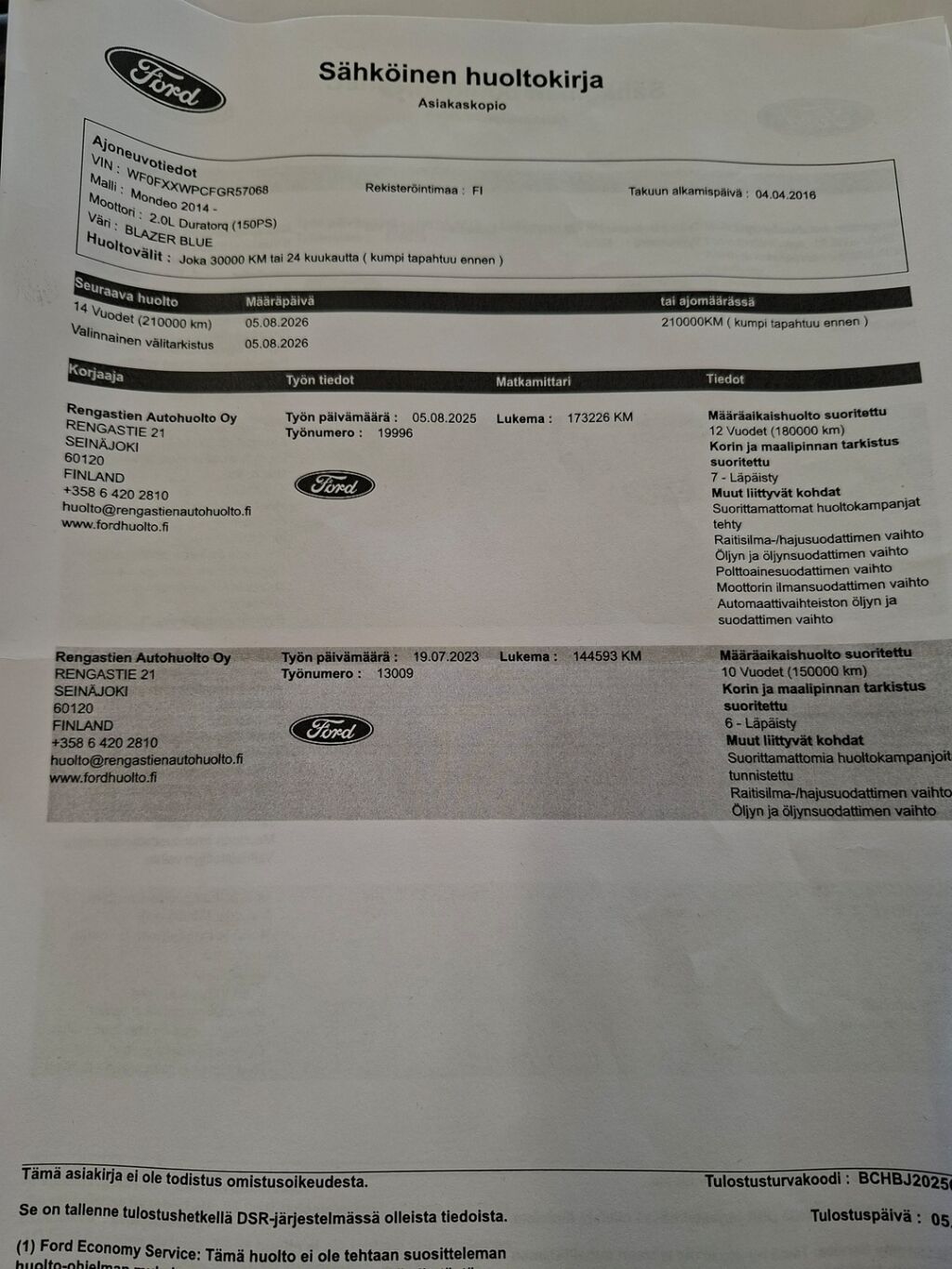 Ford Mondeo 2016 Sininen