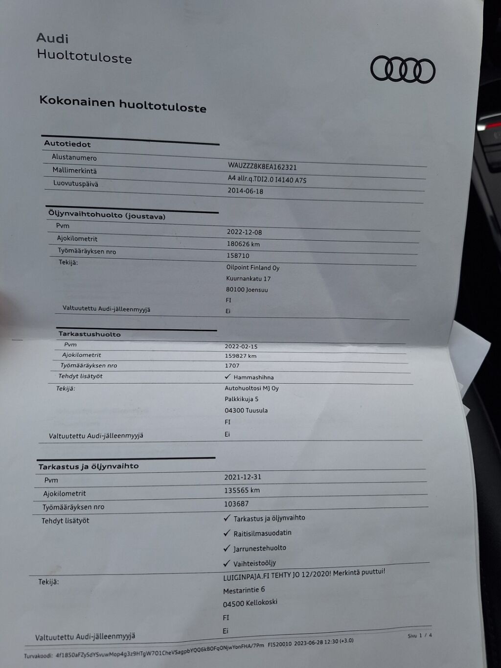 Audi A4 allroad quattro 2014 Valkoinen