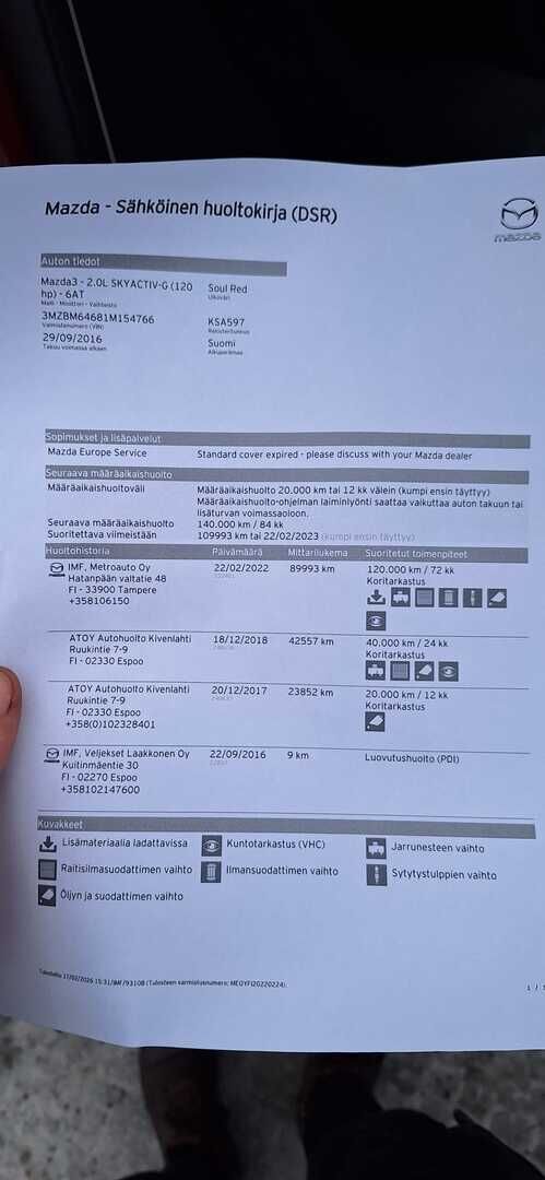 Mazda Mazda3 2016 Punainen