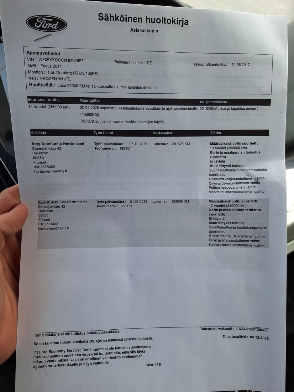 Ford Focus 2017 Valkoinen