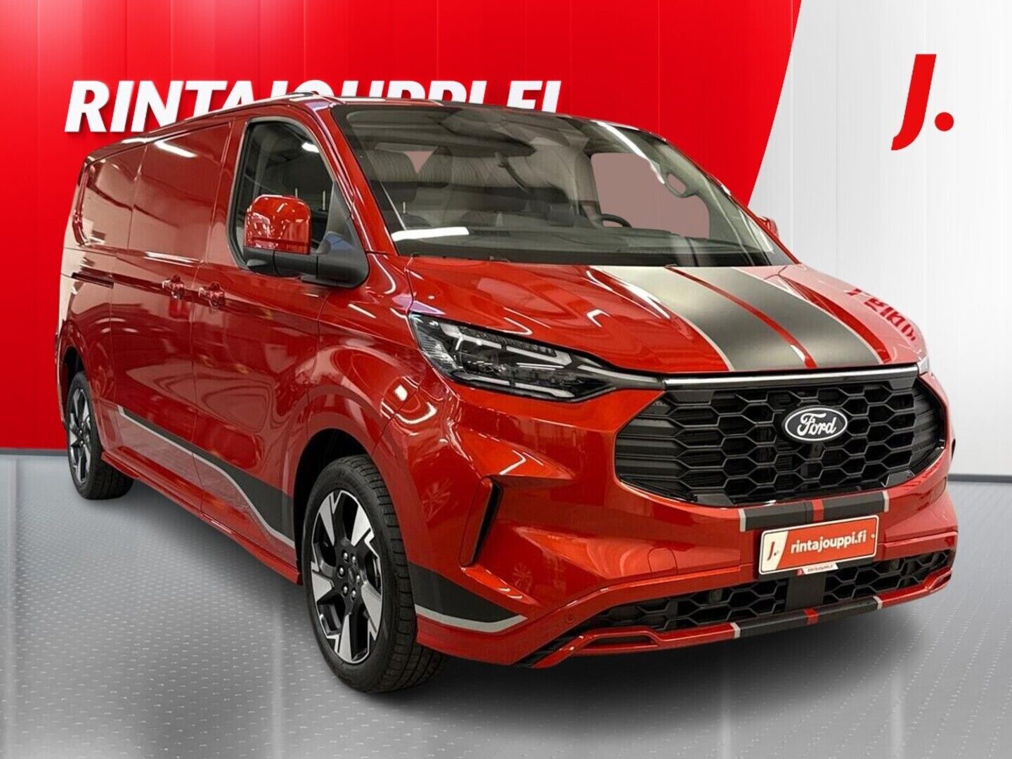 Punainen Ford Transit Custom