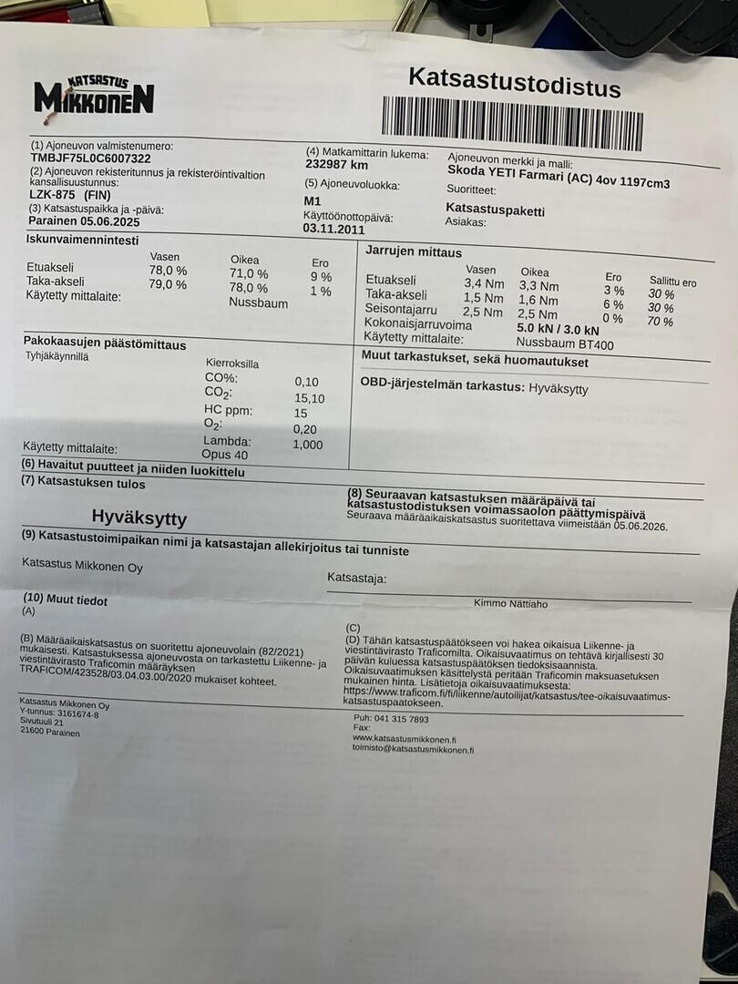 Skoda Yeti 2011 Valkoinen