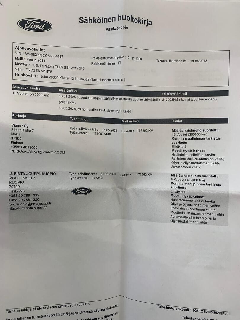 Ford FOCUS 2018 Valkoinen