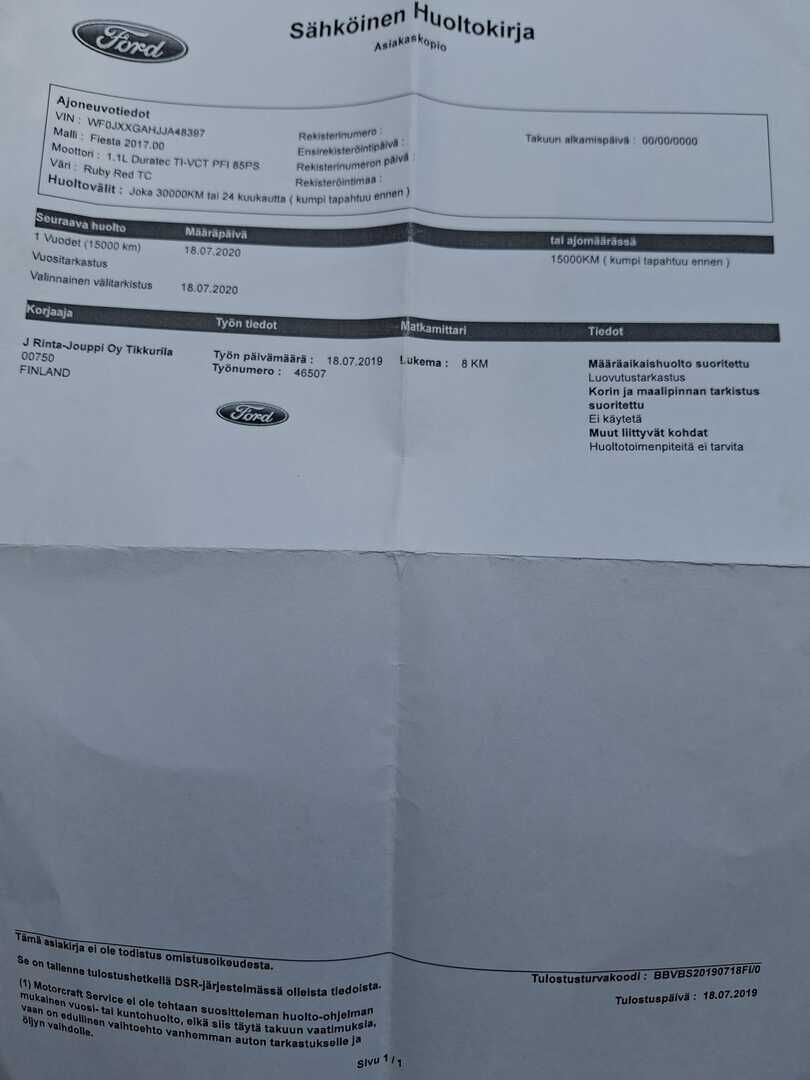 Ford Fiesta 2019 Punainen