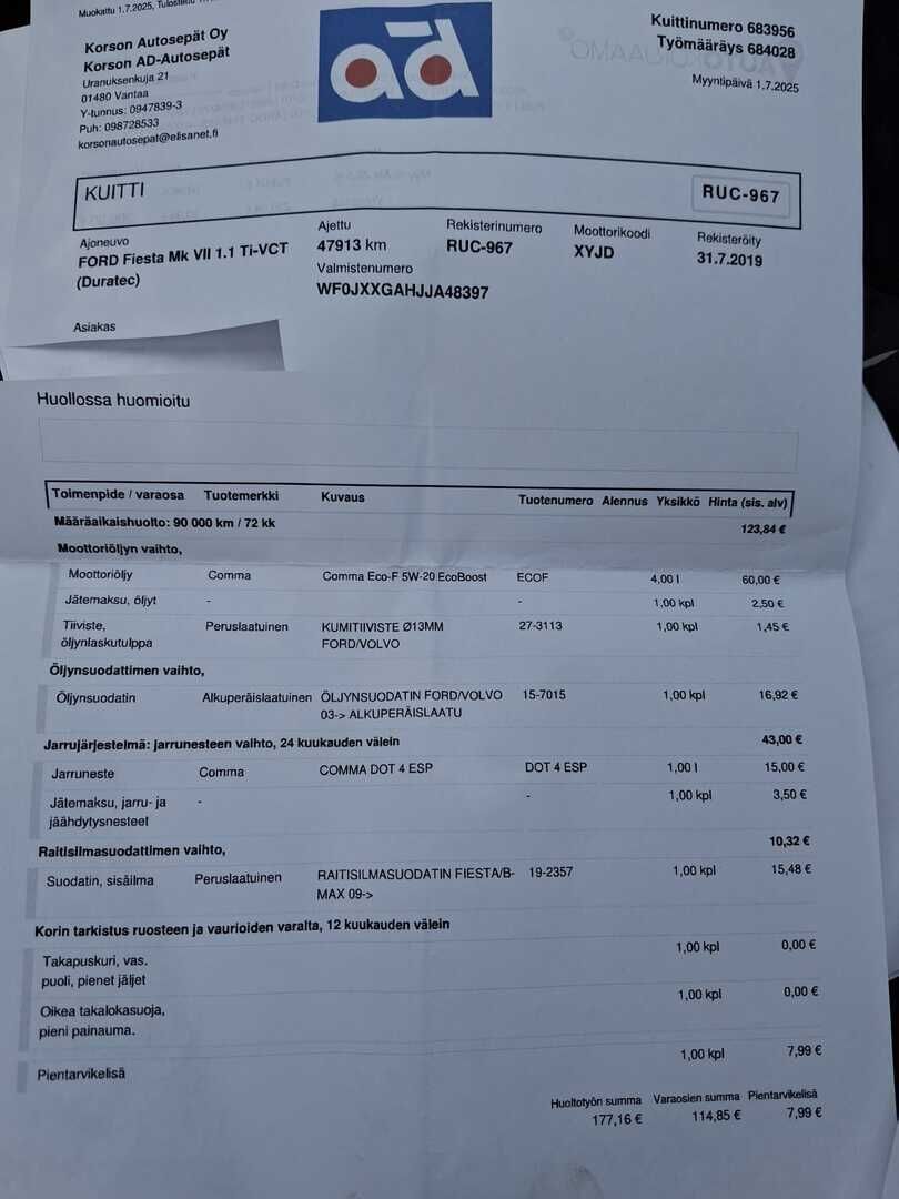 Ford Fiesta 2019 Punainen