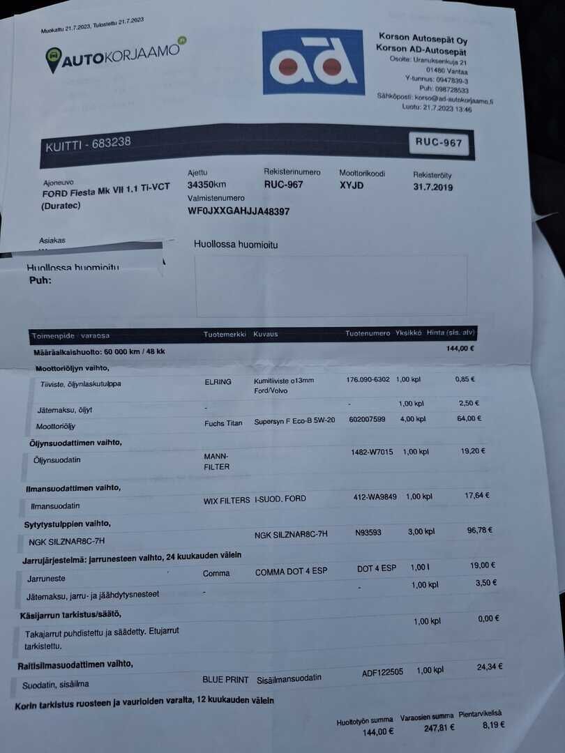 Ford Fiesta 2019 Punainen