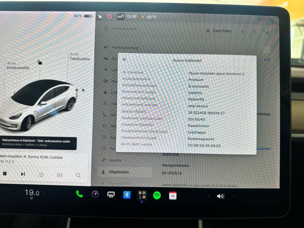 Tesla Model 3 2020 Valkoinen