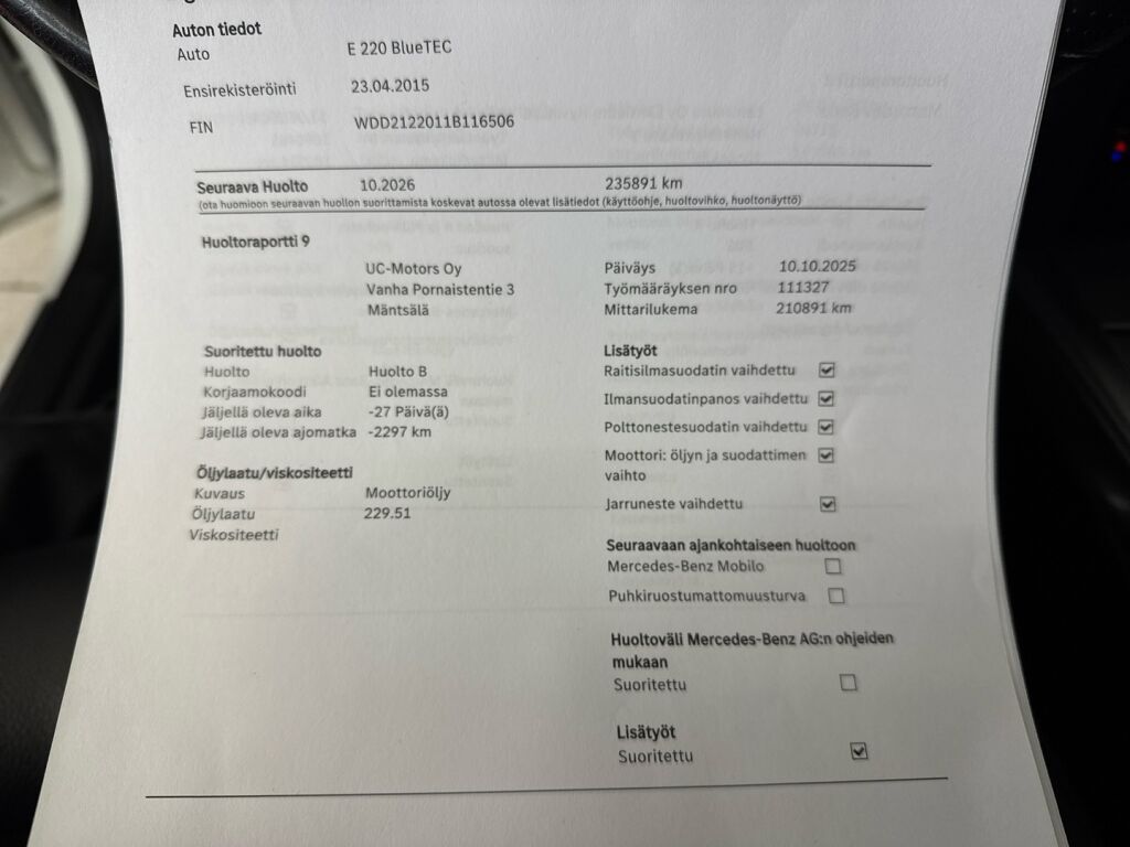 Mercedes-Benz E 2015 Valkoinen