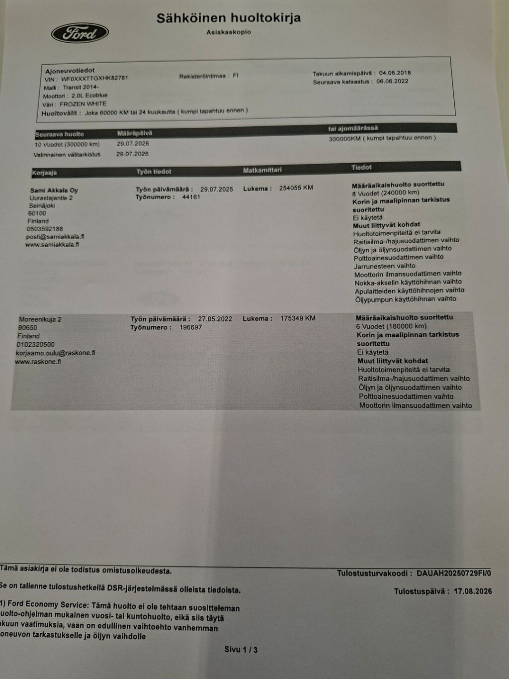Ford Transit 2018 Valkoinen