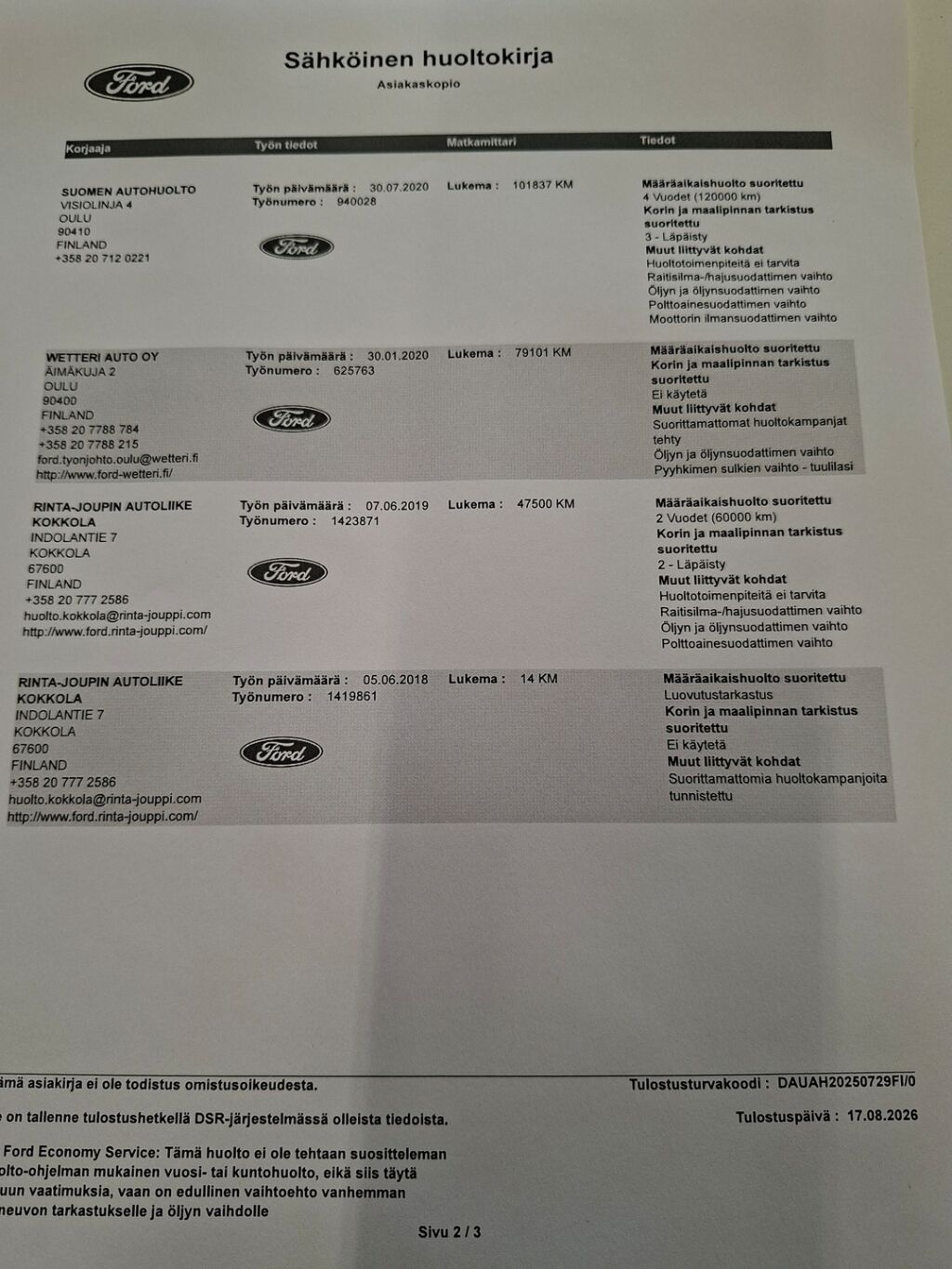 Ford Transit 2018 Valkoinen