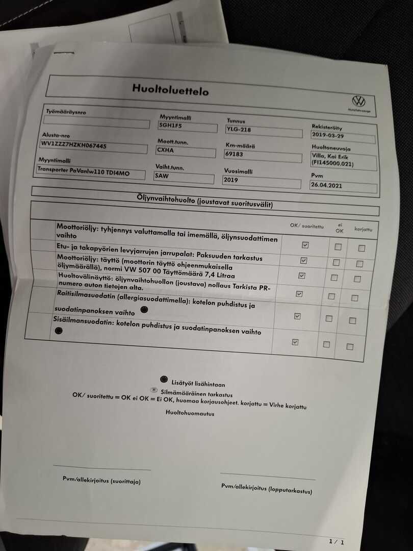 Volkswagen Transporter 2019 Valkoinen