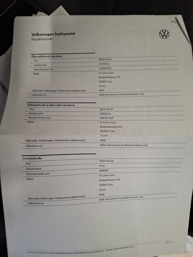 Volkswagen Transporter 2019 Valkoinen